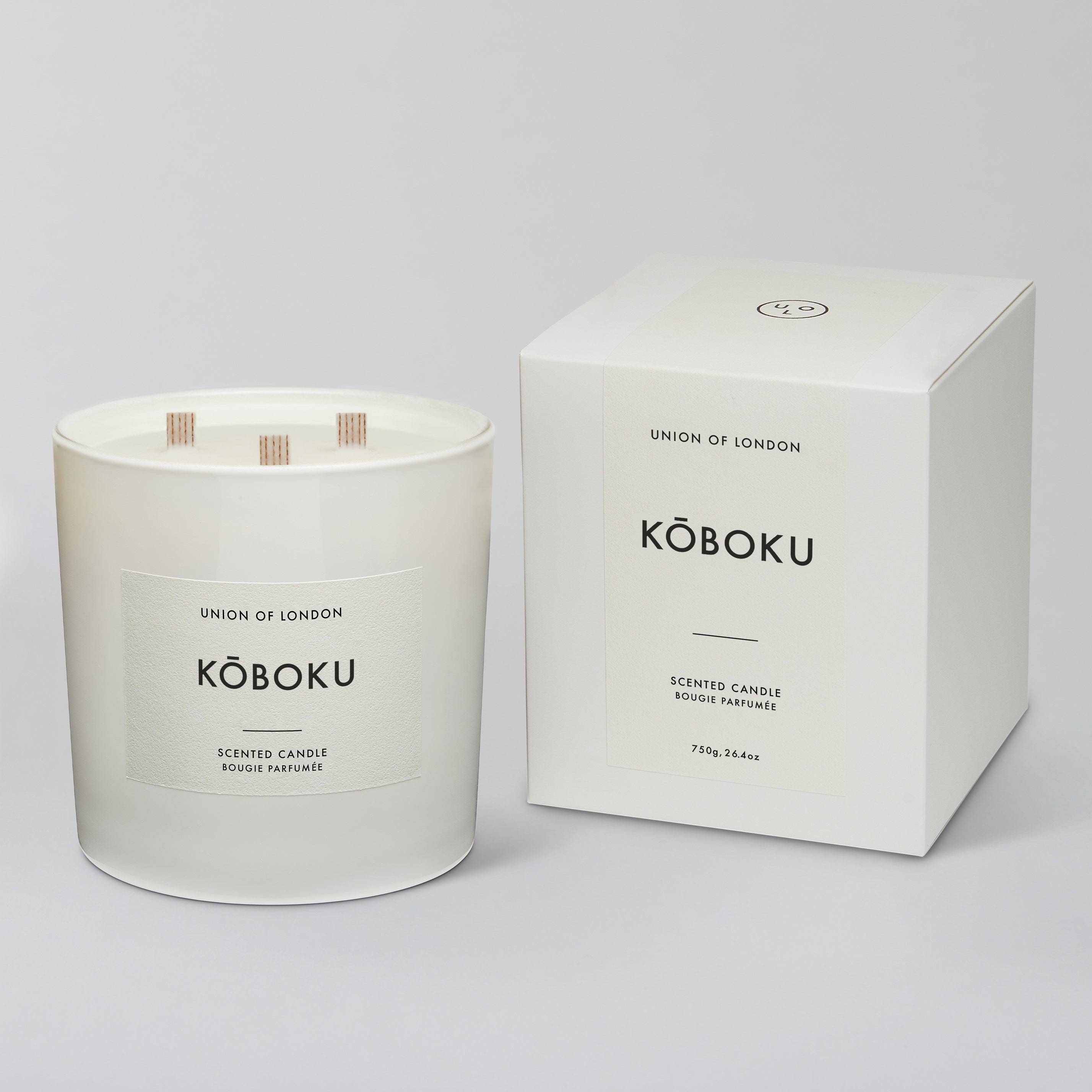 Koboku Triple Wick White Candle, 730g
