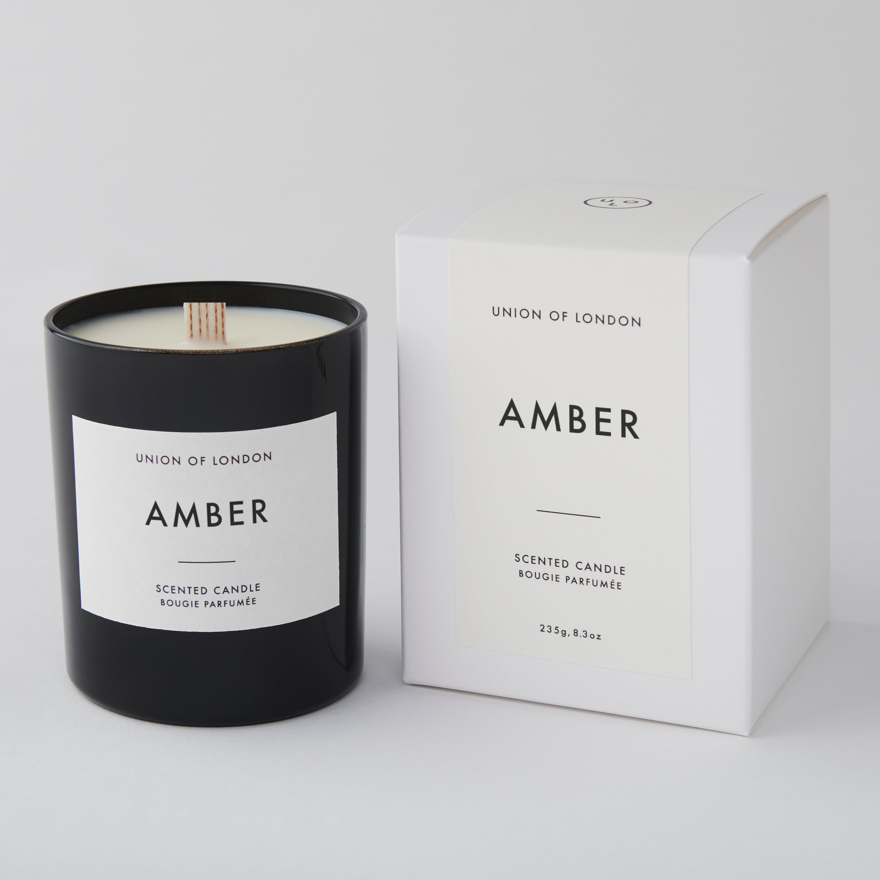 Amber 'Warm Rich' Large Black Candle, 235g