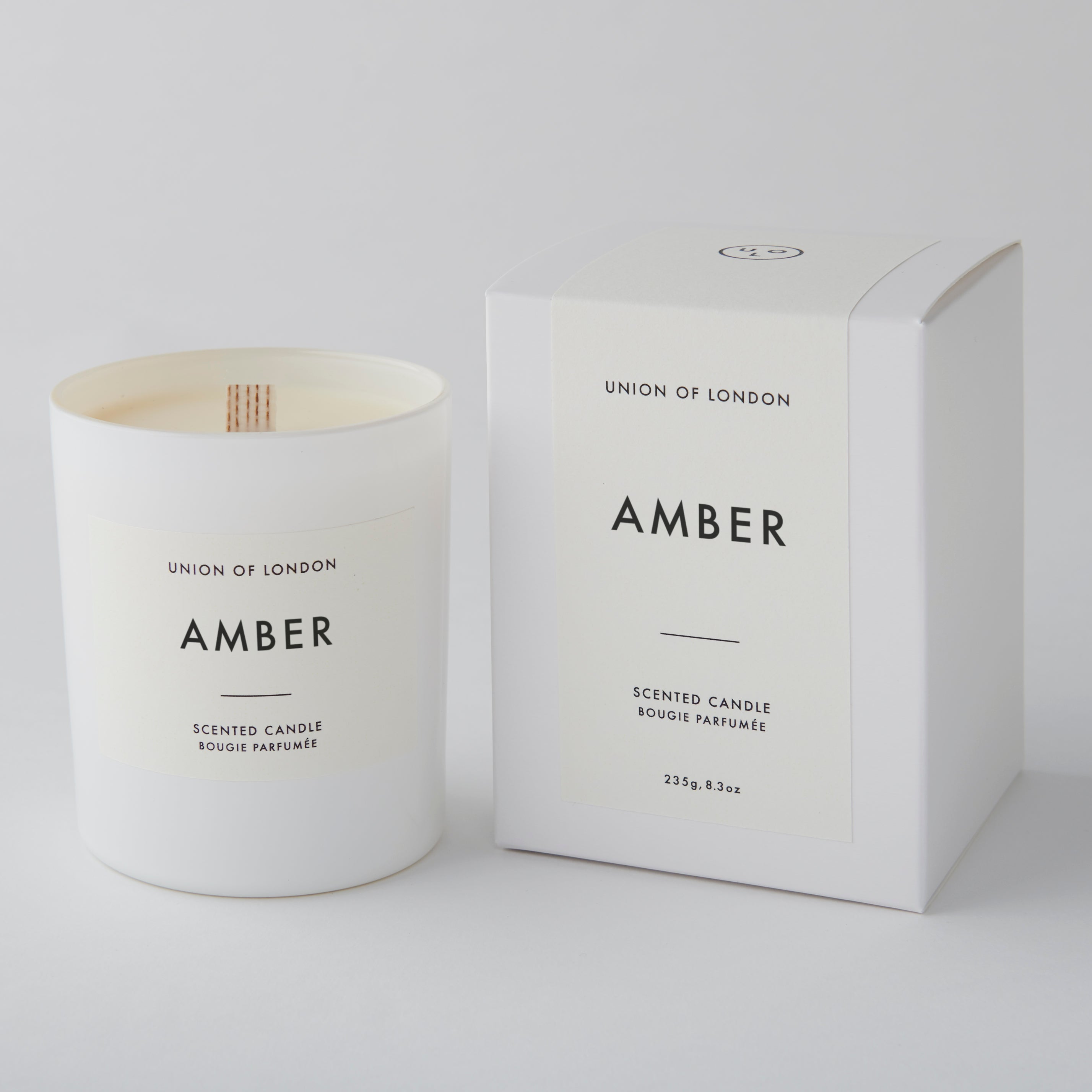 Amber 'Warm Rich' Large White Candle, 235g