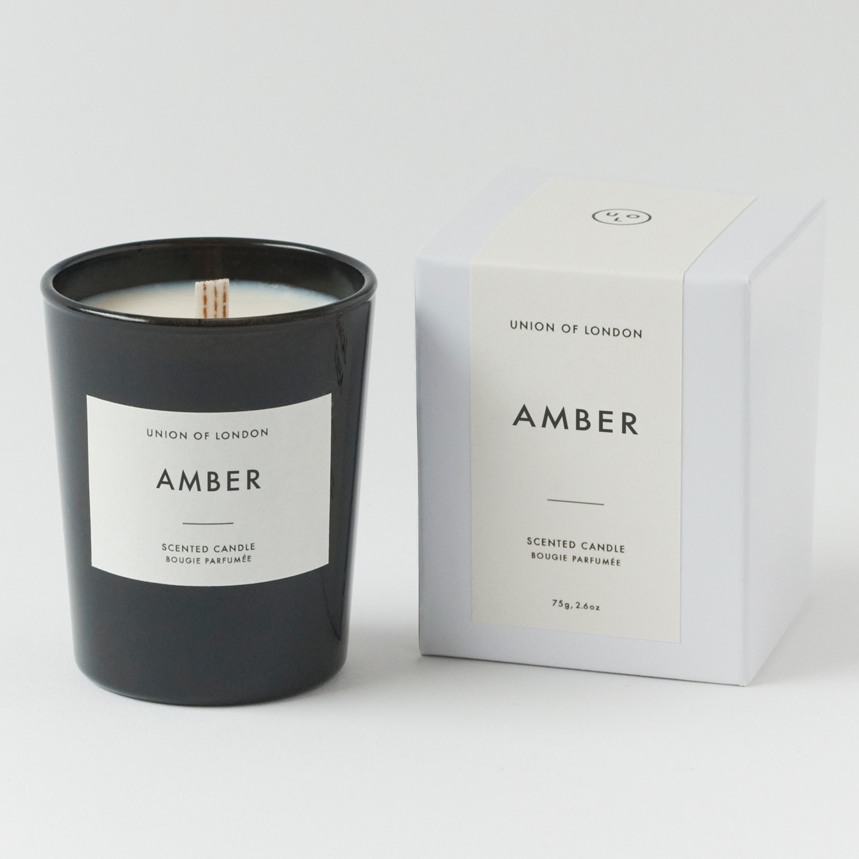 Amber 'Warm Rich' Small Black Candle, 75g