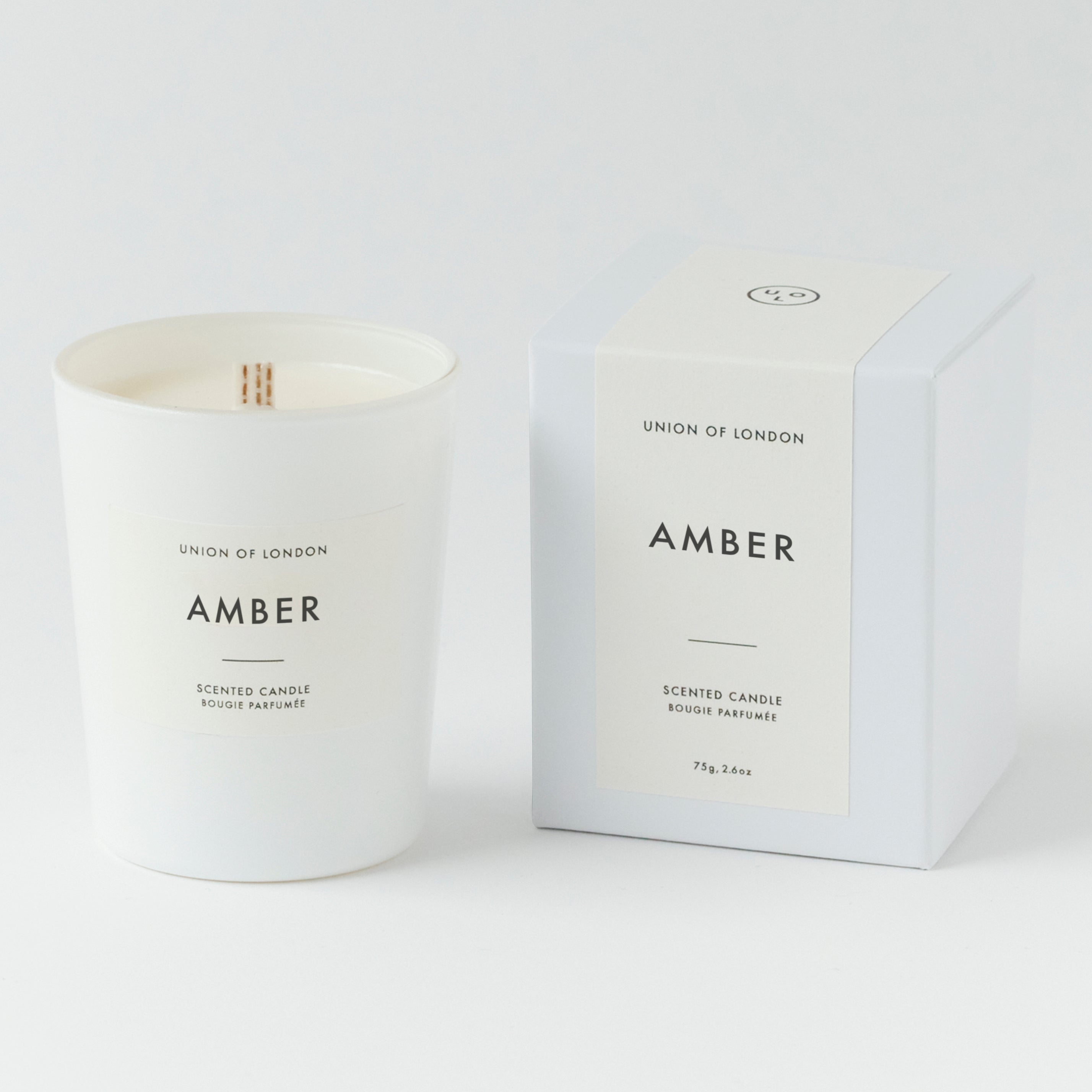 Amber 'Warm Rich' Small White Candle, 75g