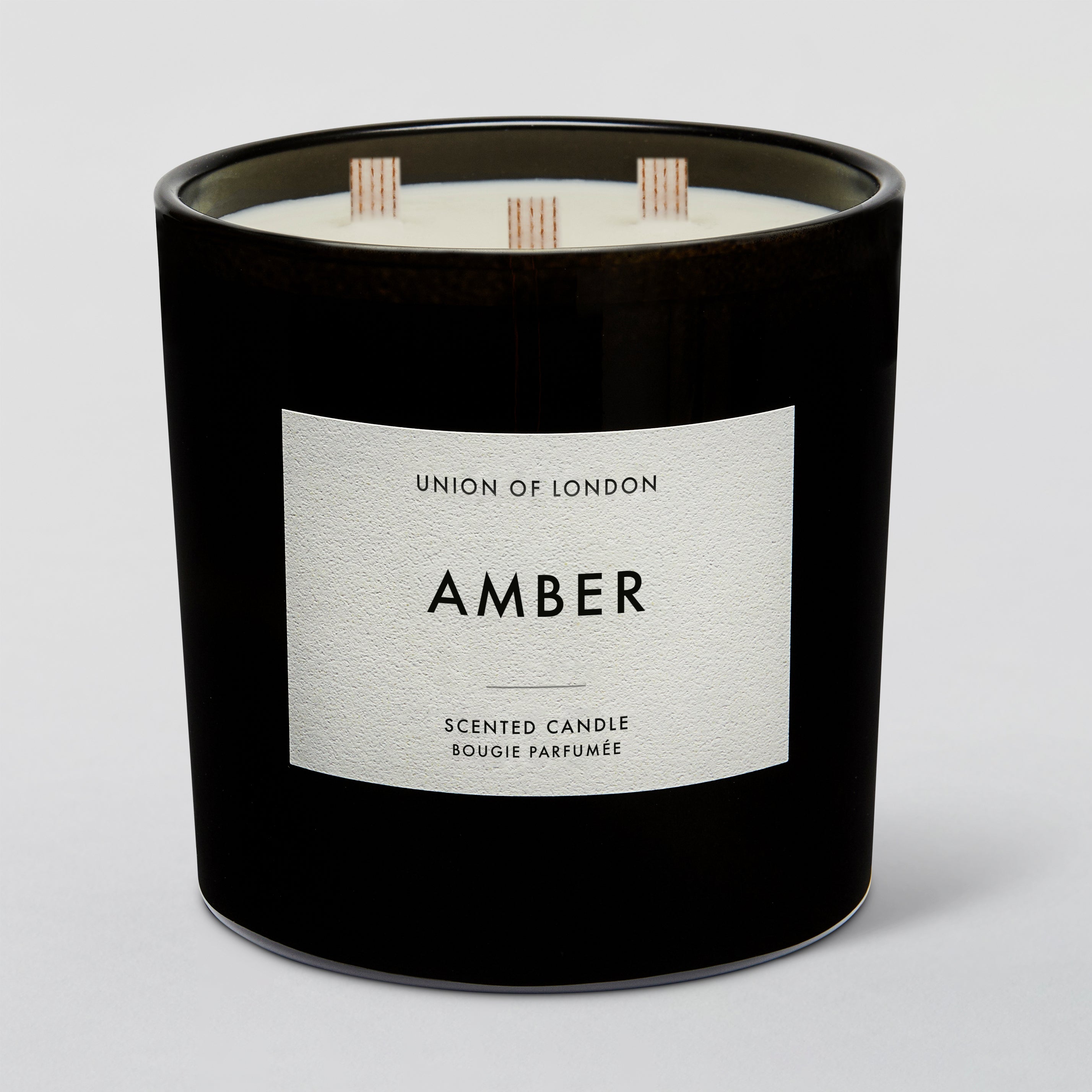 Amber 'Warm Rich' Triple Wick Black Candle, 730g