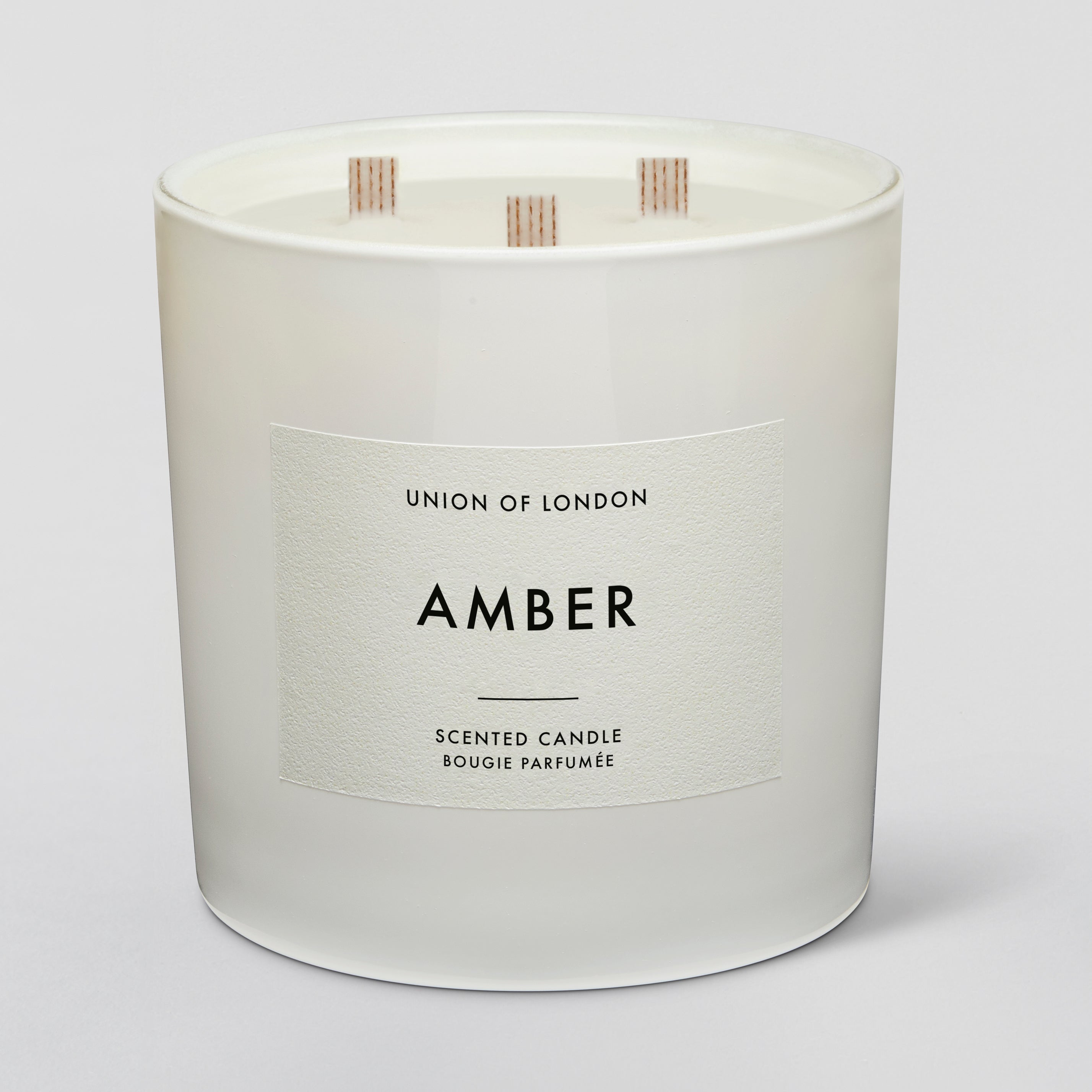 Amber 'Warm Rich' Triple Wick White Candle, 730g