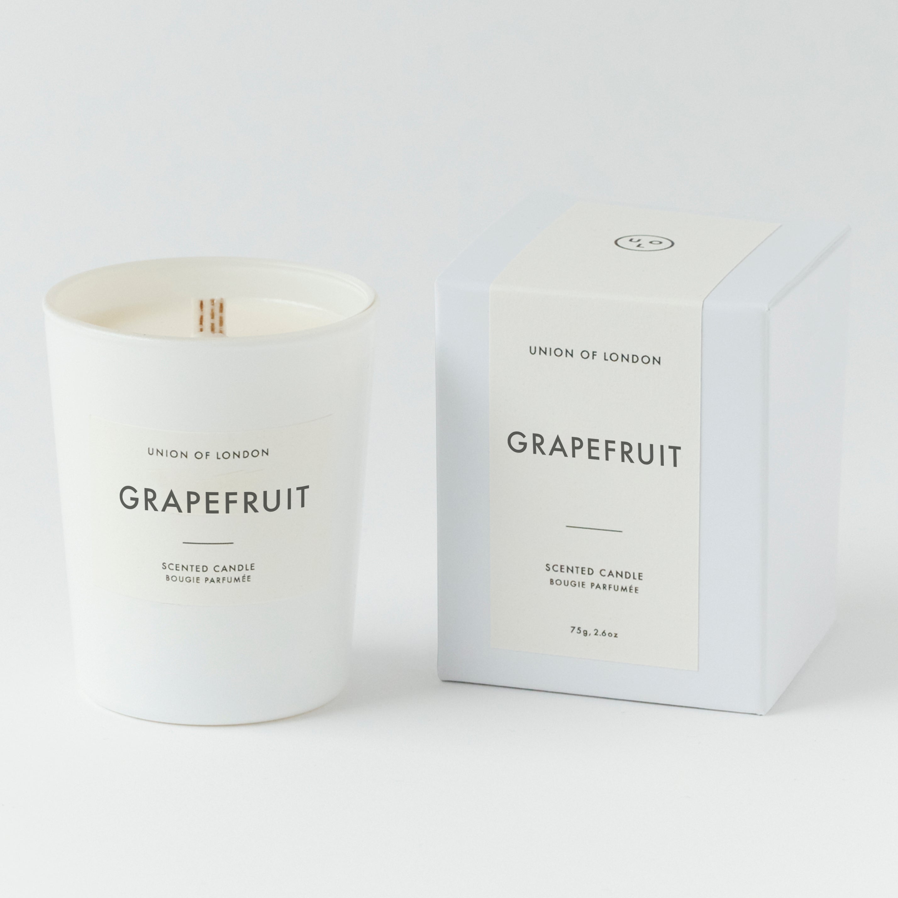 Grapefruit 'Bright Invigorating' Small White Candle, 75g