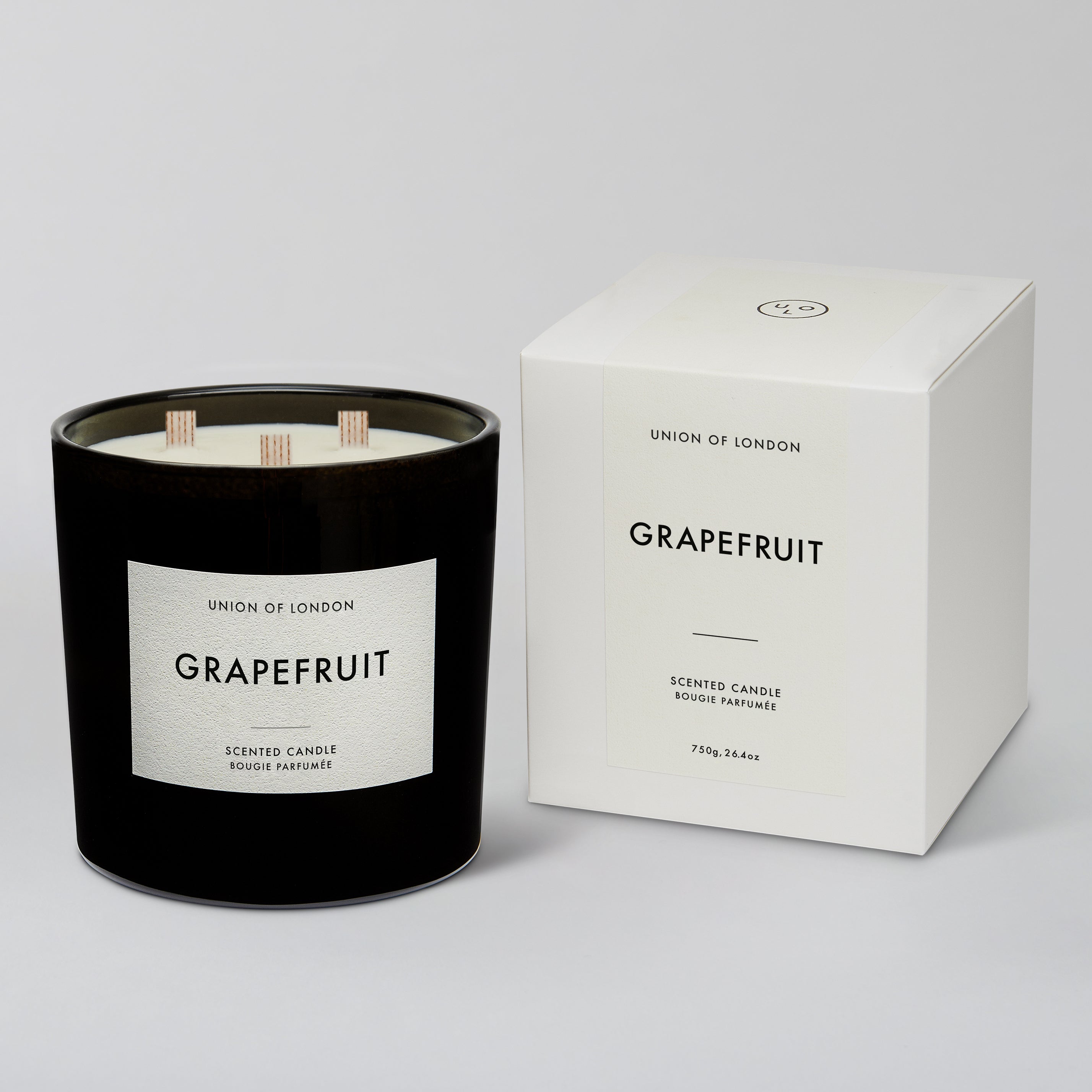 Grapefruit 'Bright Invigorating' Triple Wick Black Candle, 730g