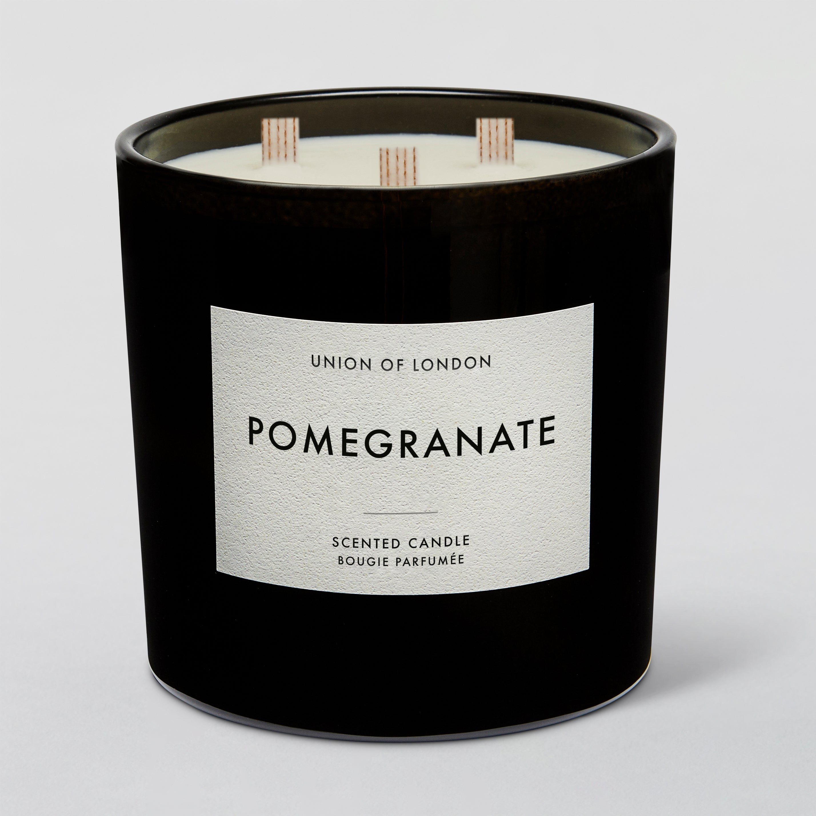 Pomegranate 'Fruity Floral' Triple Wick Black Candle, 730g