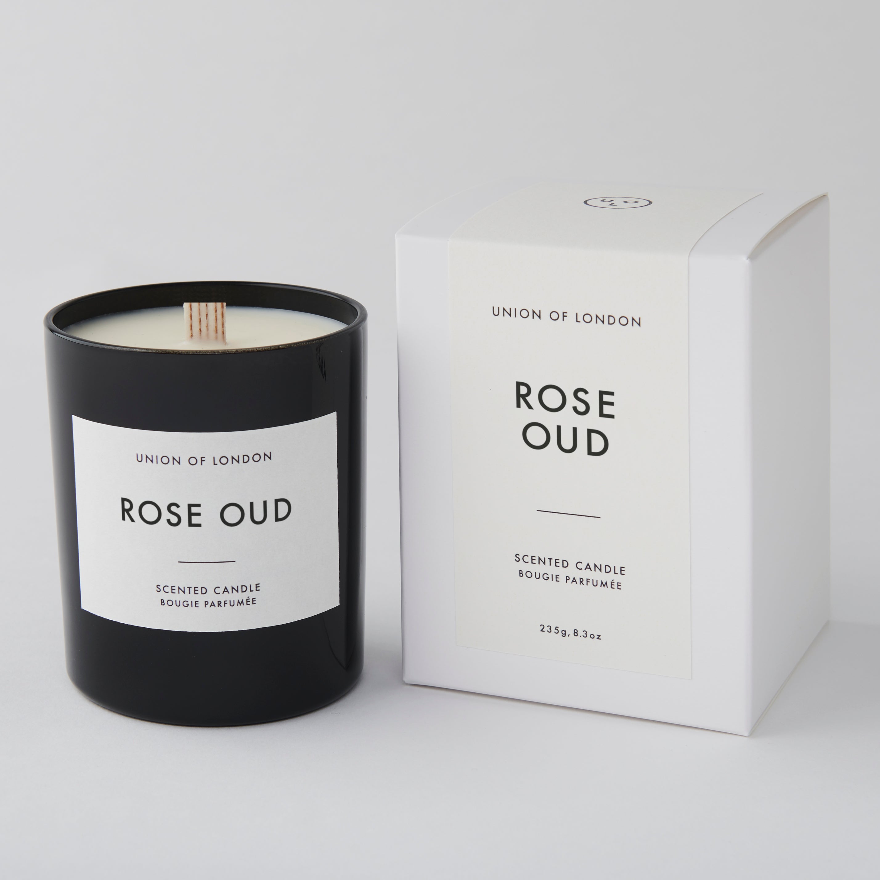 Rose Oud ‘Luxurious Floral' Large Black Candle, 235g