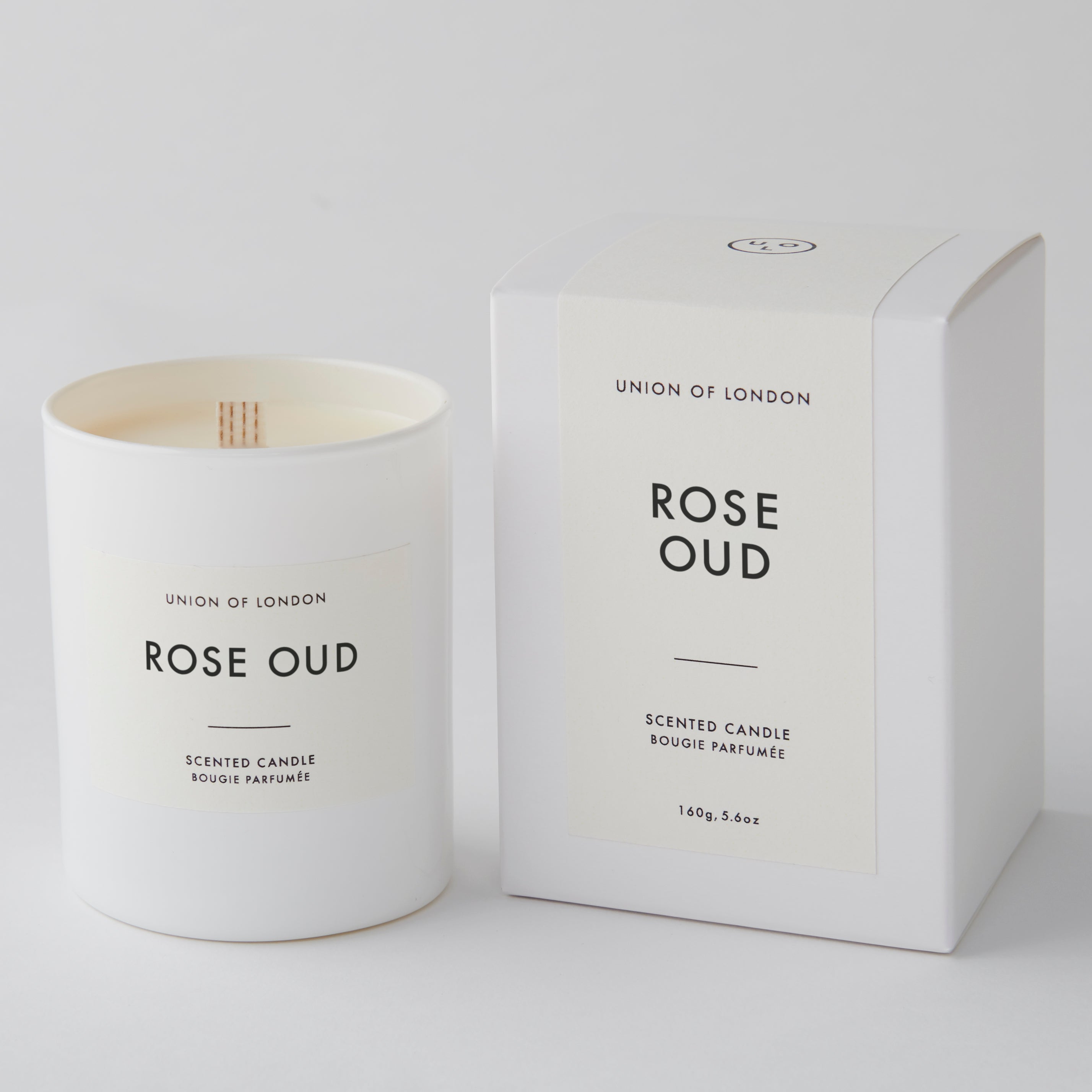 Rose Oud ‘Luxurious Floral' Medium White Candle, 160g