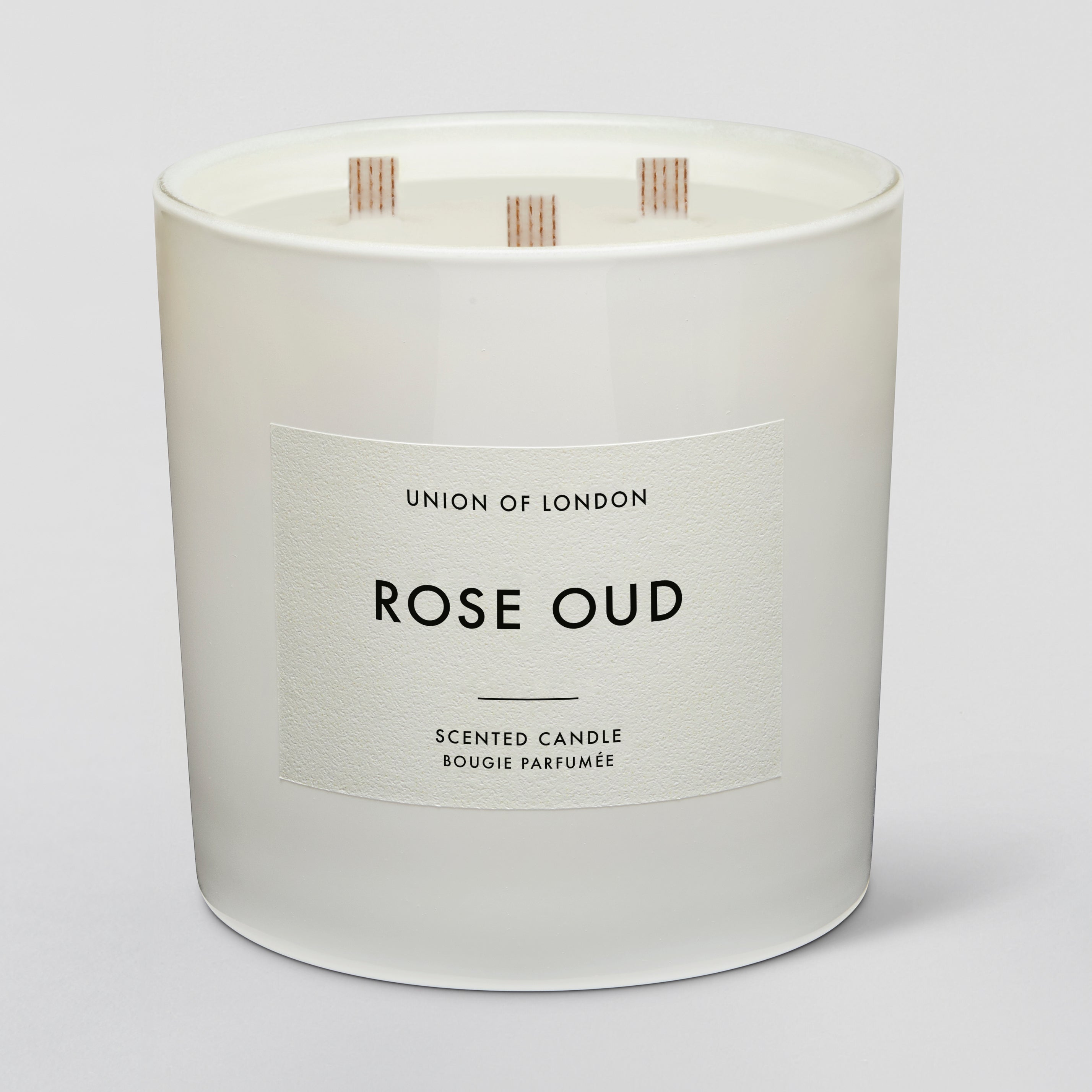 Rose Oud ‘Luxurious Floral' Triple Wick White Candle, 730g