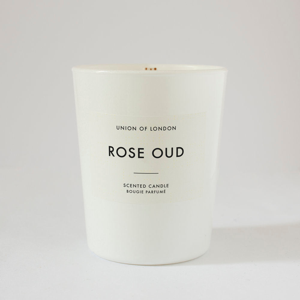 Rose Oud ‘Luxurious Floral' Small White Candle, 75g