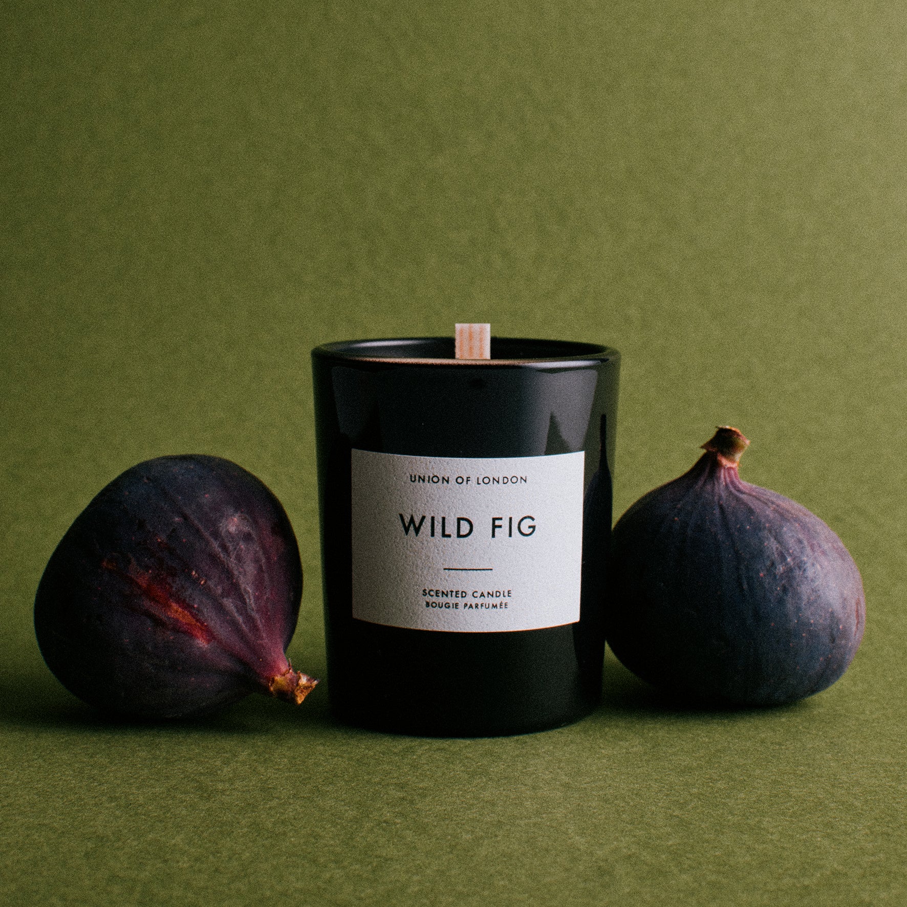 Wild Fig ‘Fruity Green’ Small Black Candle, 75g